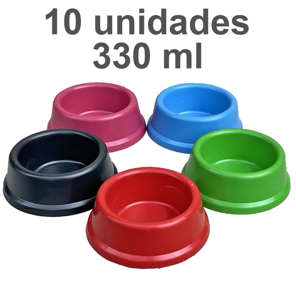 Kit 10 Comedouro 330ml Pote de Ração e Água Pequeno para Cachorro e Gato