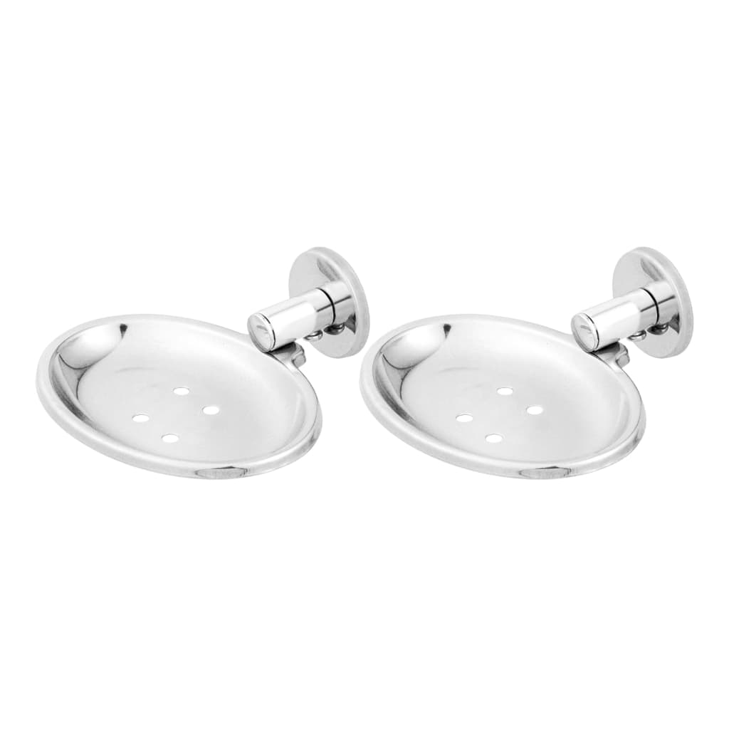 Kit 02 Saboneteira Banheiro Parede Cromada Aço Inox Suporte Prateleira Sabonete Fixação Parede