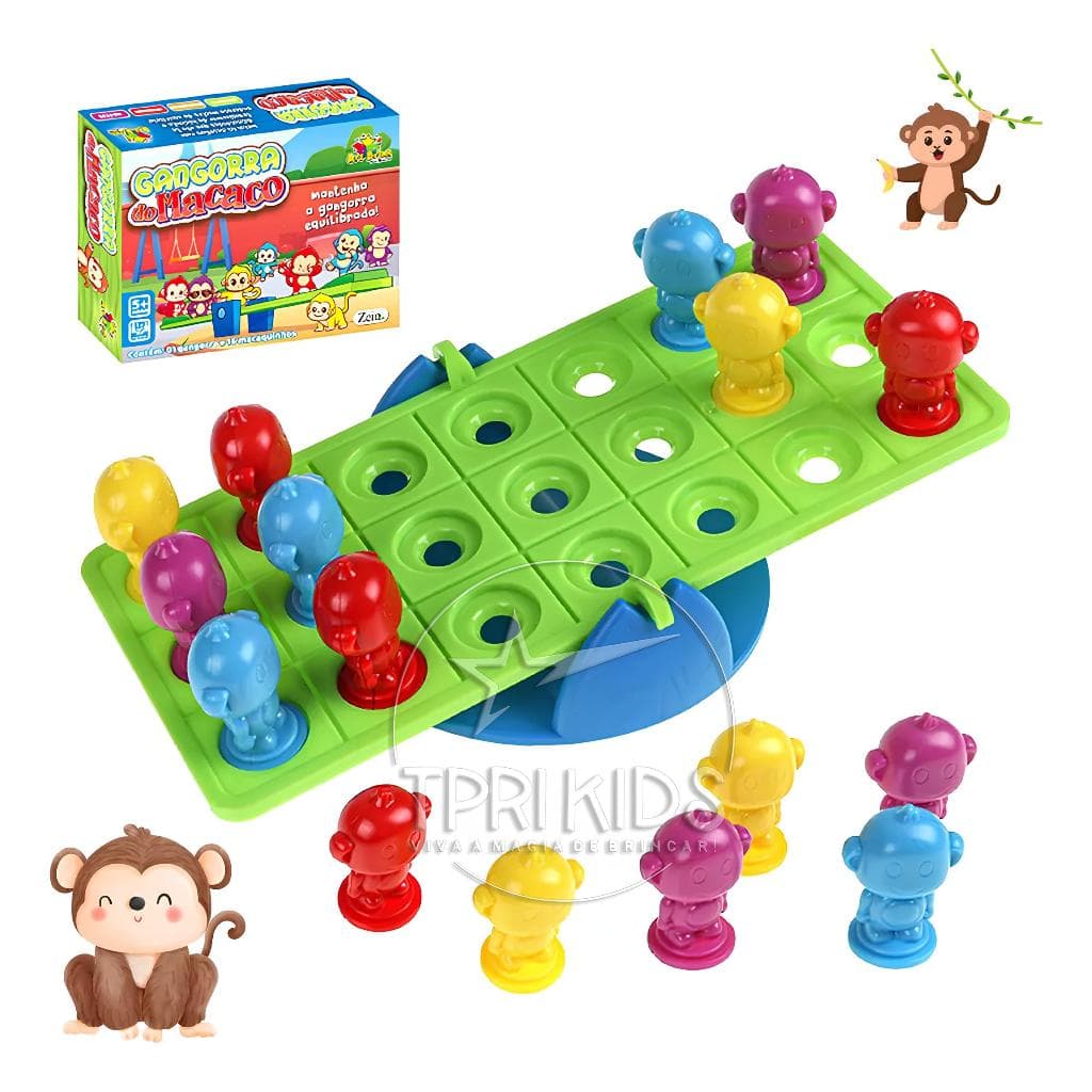 Gangorra do Macaco Brinquedo Pedagógico Equilíbrio Empilhar Tabuleiro Infantil Educativo 3+ Família