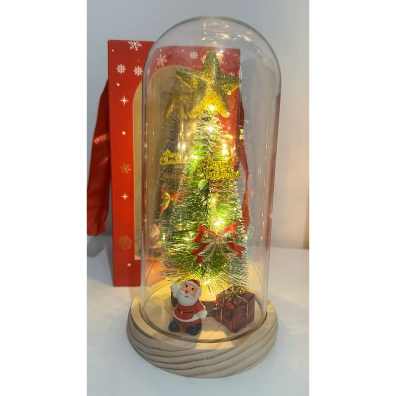 Enfeite natalino Luminaria Mesa Enfeite Vermelha Cupula Led decoração Natal 2025 árvore com led papai Noel presentee