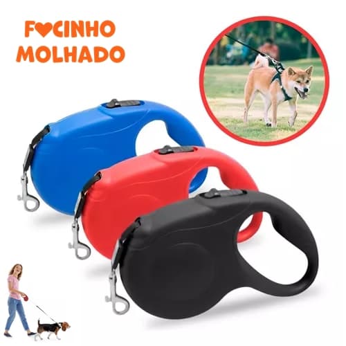 Guia Retrátil Pet 5 Metros Para Coleiras E Peitoral Cachorros e Gatos