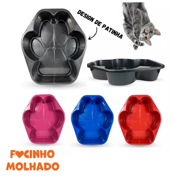 Bandeja Higiênica Sanitária Formato Pata Para Gatos Caixa de Areia Banheiro Diversas Cores