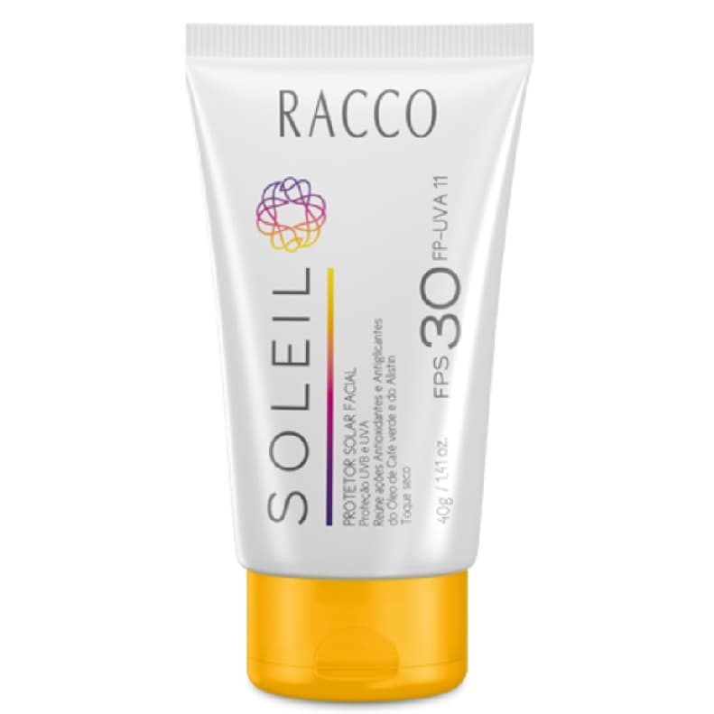 Protetor Solar Facial Fator 30 FPS Soleil Racco 40g Original Ação Antioxidante