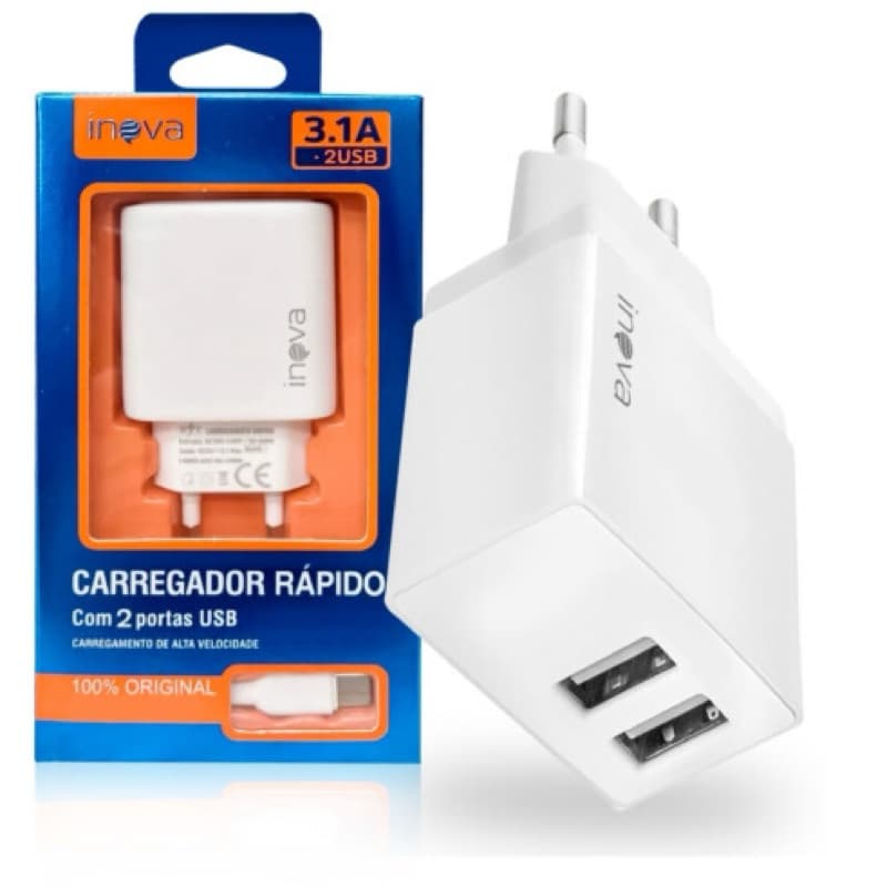 inova carregador v8 2 entrada USB com preto carregador rápido 3.1A