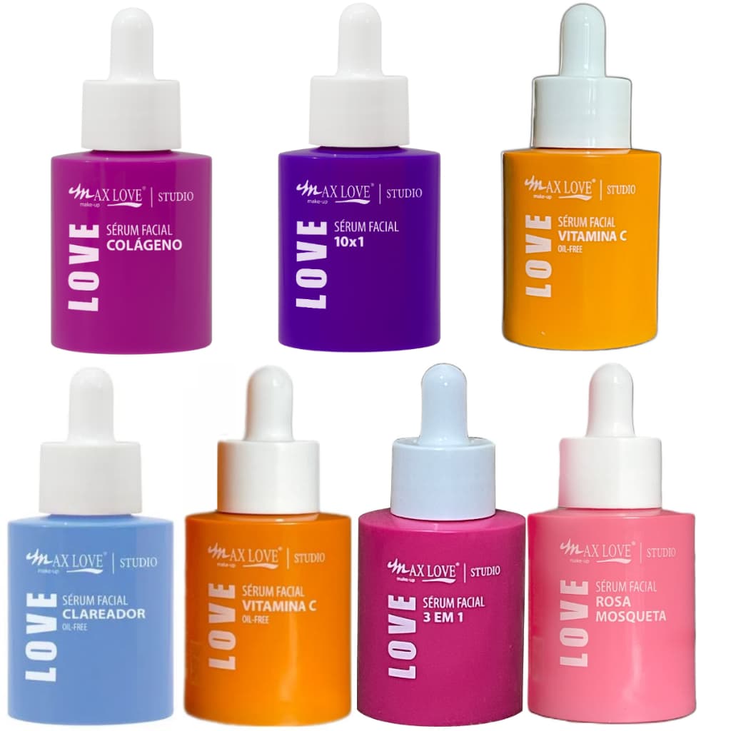 Sérum Facial Max Love Skin Care Rosa Mosqueta Vitamina C Colágeno Clareador 10x1 3em1 Tratamento Rosto