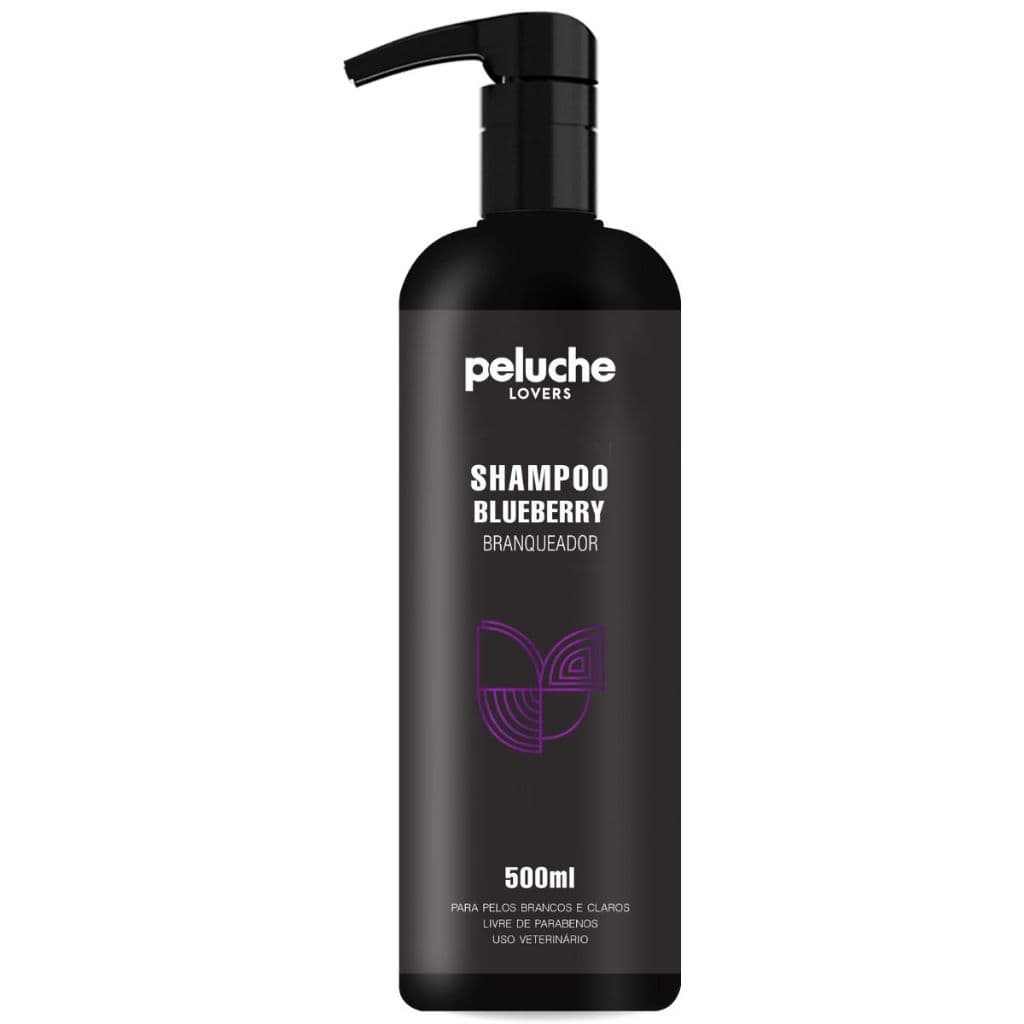 Shampoo Branqueador Blueberry Peluche 500ml Para Cães e Gatos Pelos Claros pH Neutro