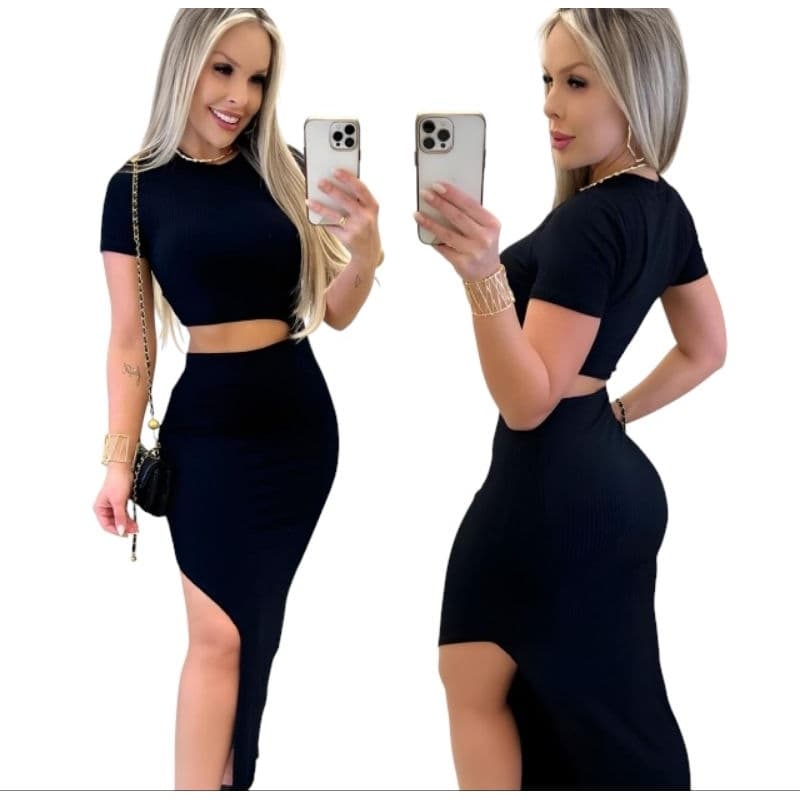 vestido midi vestido MIDI com fenda vestido anarruga vestido moda blogueira .