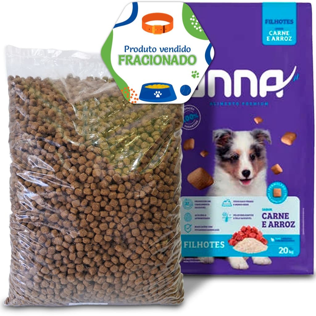 Ração Unna Cães Filhotes - Carne 1kg (produtos  vendido a granel)