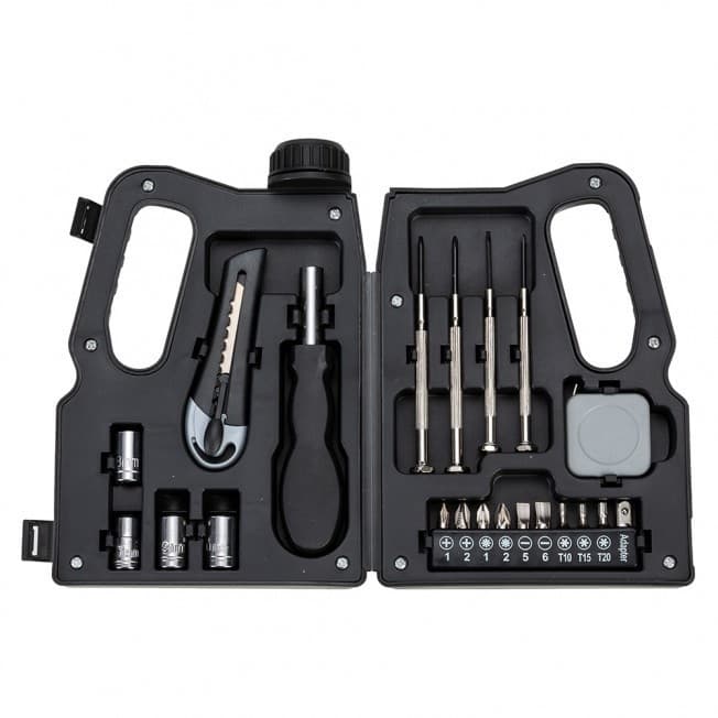 Kit Ferramenta (21 Peças) Estojo Formato Garrafa Óleo Mini kit Ferramenta