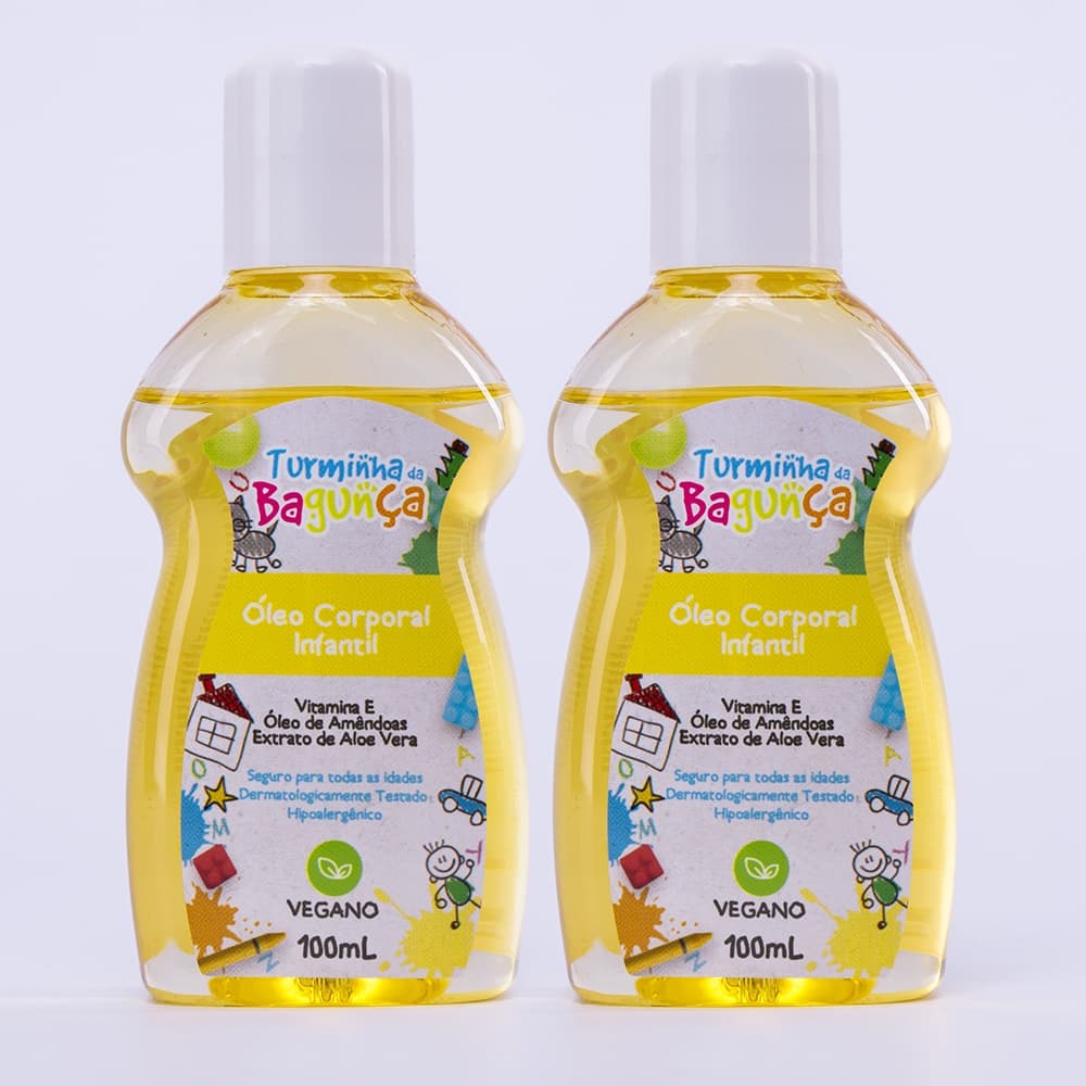 Kit com 02 Óleos Corporal Infantil Turminha da Bagunça 100 ML - Altamente Hidratante