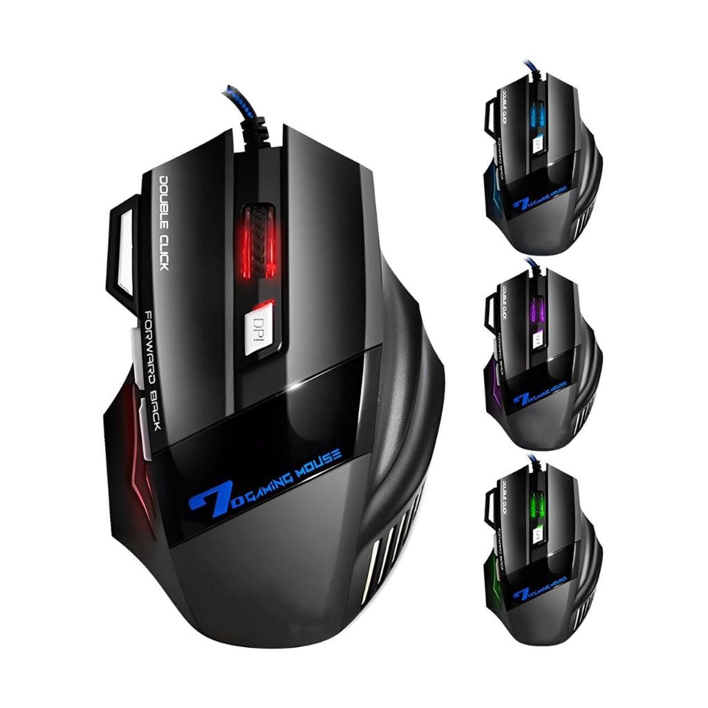 Mouse mecânico com fio para jogos, laser x7, 2400dpi, led, usb, 7 botões, profissional