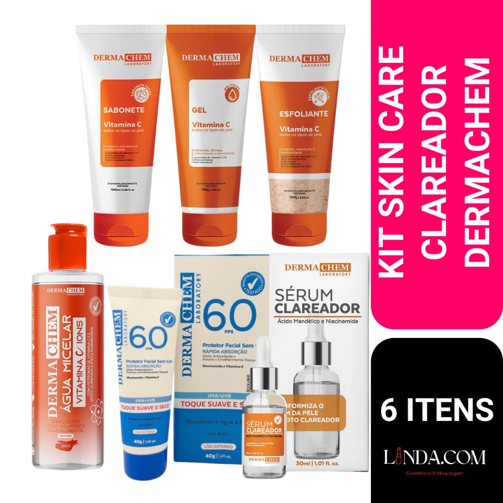 KIT SKIN CARE CLAREADOR (ANTI-IDADE/MELASMA/VITAMINA C) - DERMACHEM