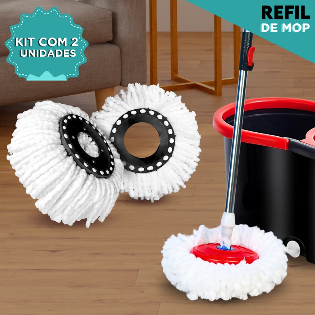 Refil Mop Giratório Universal Esfregão Kit Com 2 Unidades - Aero