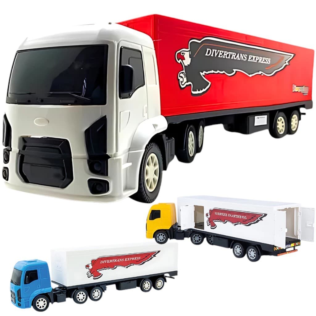 Caminhão Truck Grande Baú Carga Express Realista Brinquedos Meninos Carrinhos Carreta Presente