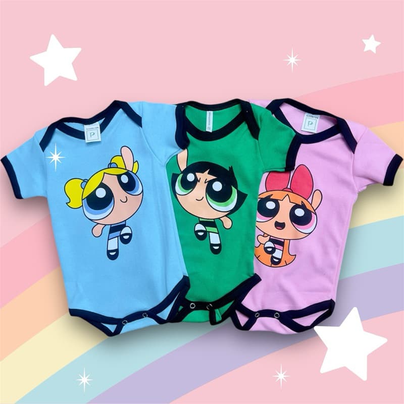 Body Bebê Infantil Tema Meninas Super Poderosas Mesversario Lindinha Florzinha e Docinho Presente bebê Menina