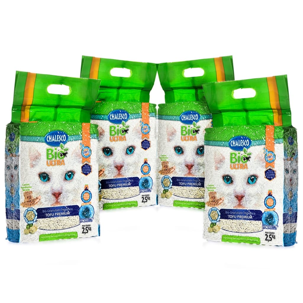 Areia de Gato Higiênica Sanitária Granulado Biodegradável Ultra 2,5kg - 4 Pacotes