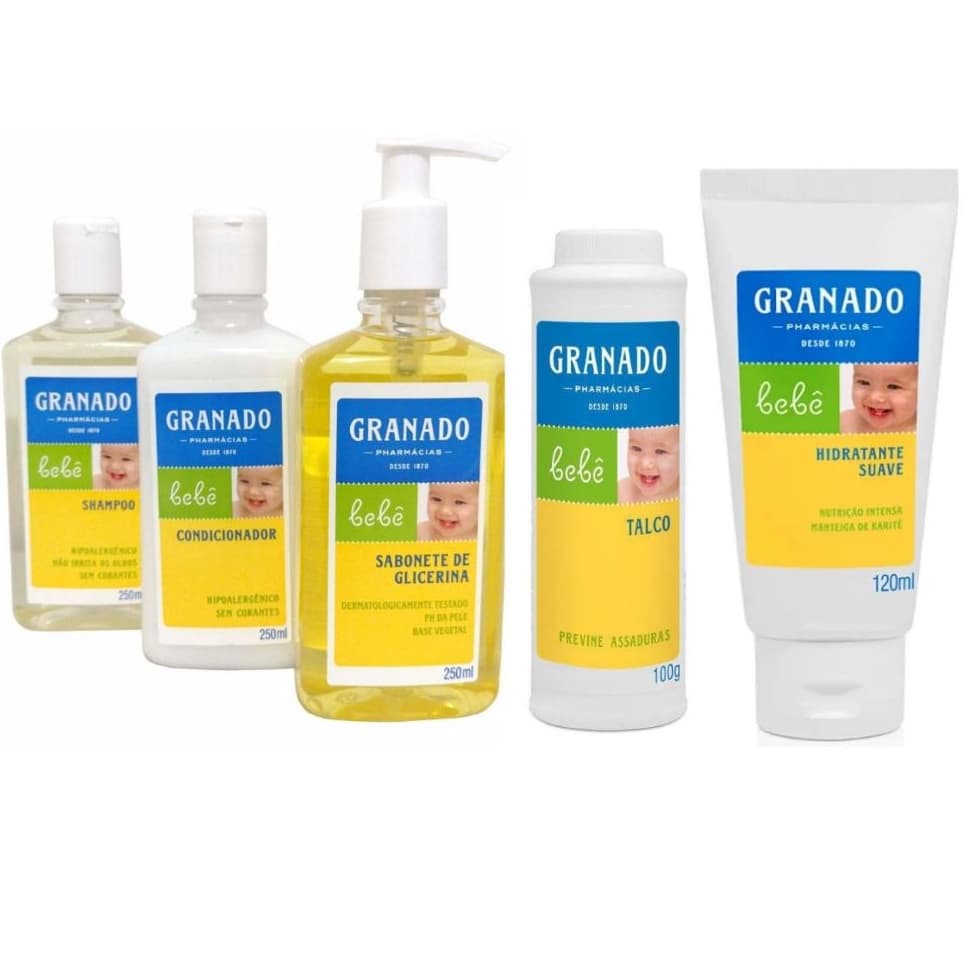 Kit Granado Bebê (sab. líquido, shampoo, cond, talco e loção hidratante) - 05 Itens