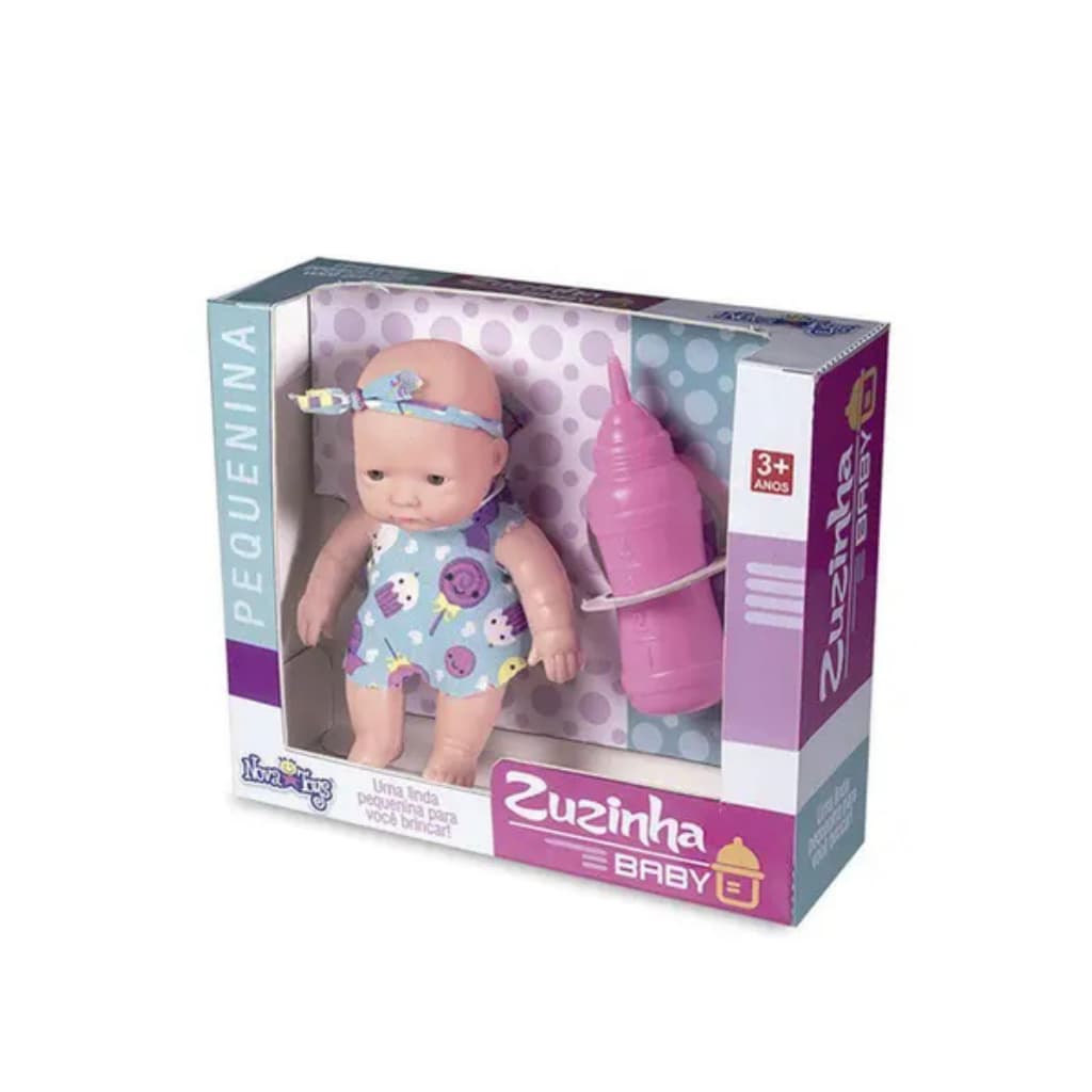 Boneca Zuzinha Baby Pequenina Nova Toys Com Mamadeira Brinquedo Presente Natal Lembrança