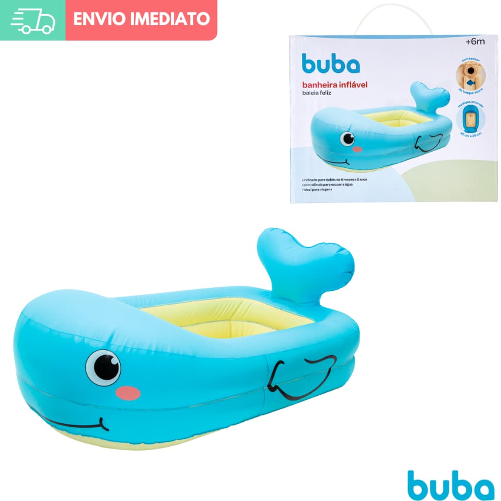 Banheira Inflável Bebê Infantil Piscina Baleia Feliz Buba