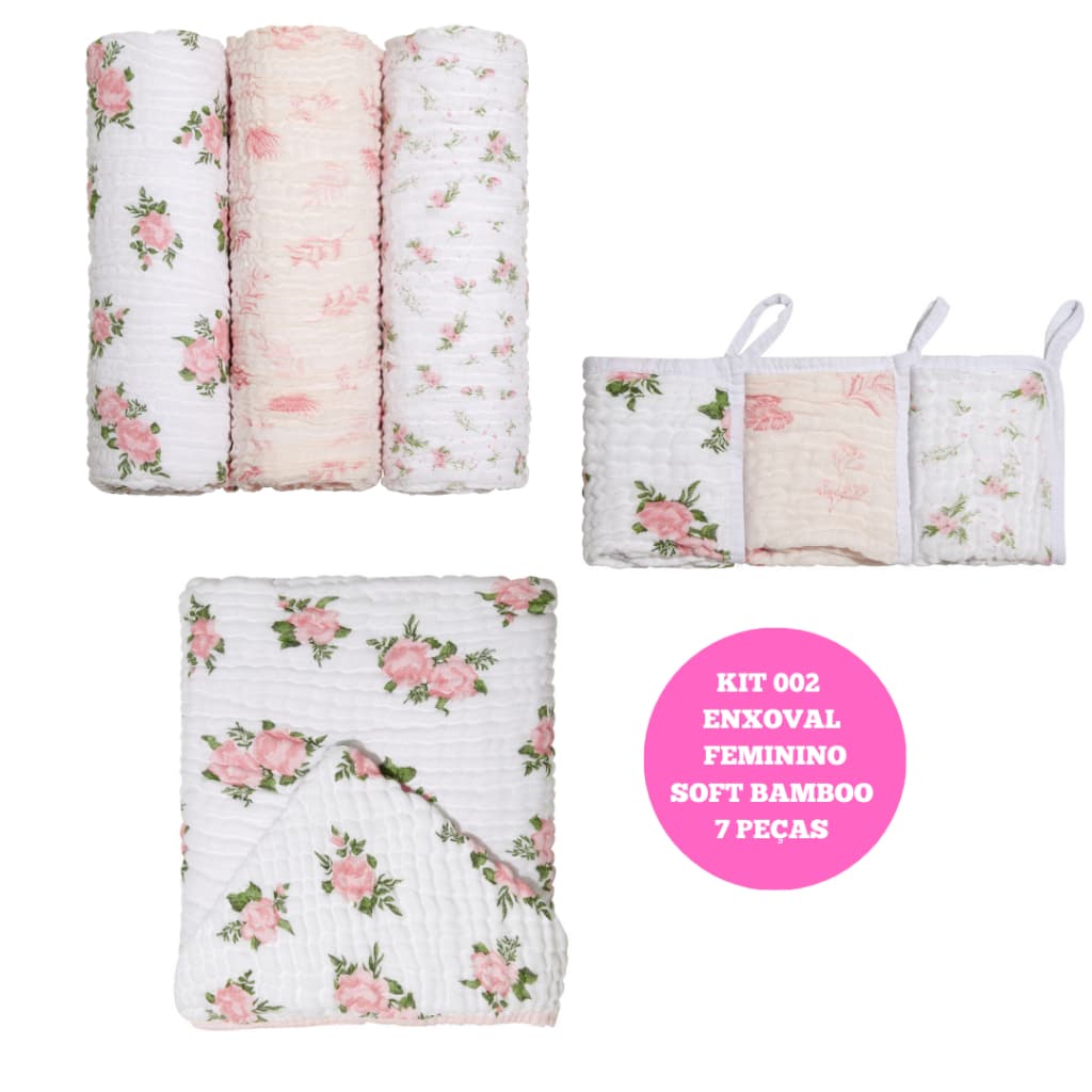 TOALHA GRANDE DE BANHO+PANINHO DE BOCA + CUEIRO KIT COM 3 UN- KIT ENXOVAL SOFT BAMBOO PAPI LUXO