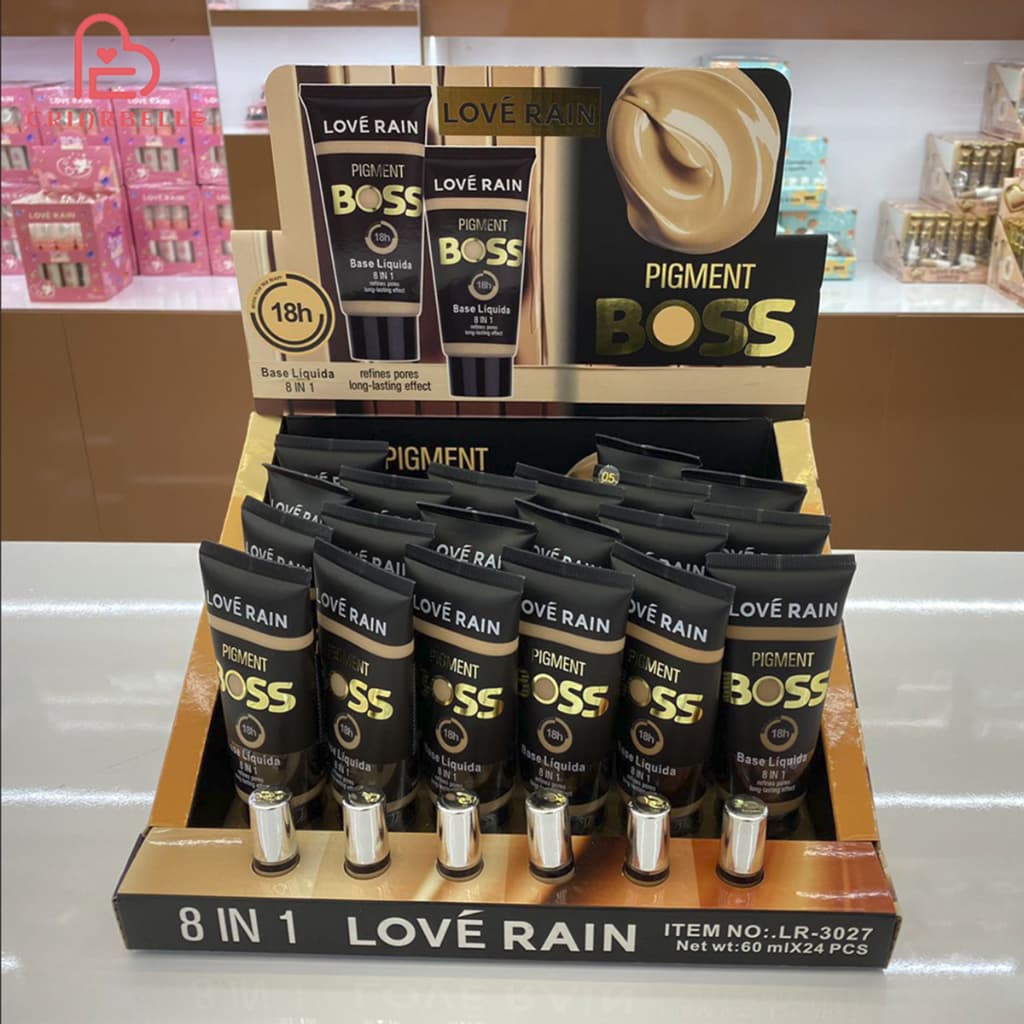 COVER UP BASE MATTE 8 IN 1 Durabilidade 18h Pigment Bos s ORIGINAL Base Liquida LOVE-RAIN LR-3027