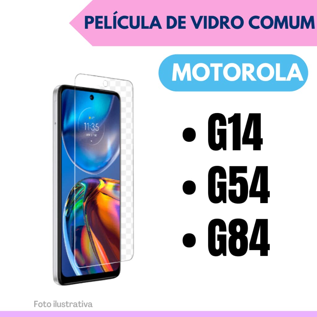 Película de Vidro Comum Motorola  G14 / Moto G54 / Moto G84 Protetor de Tela.