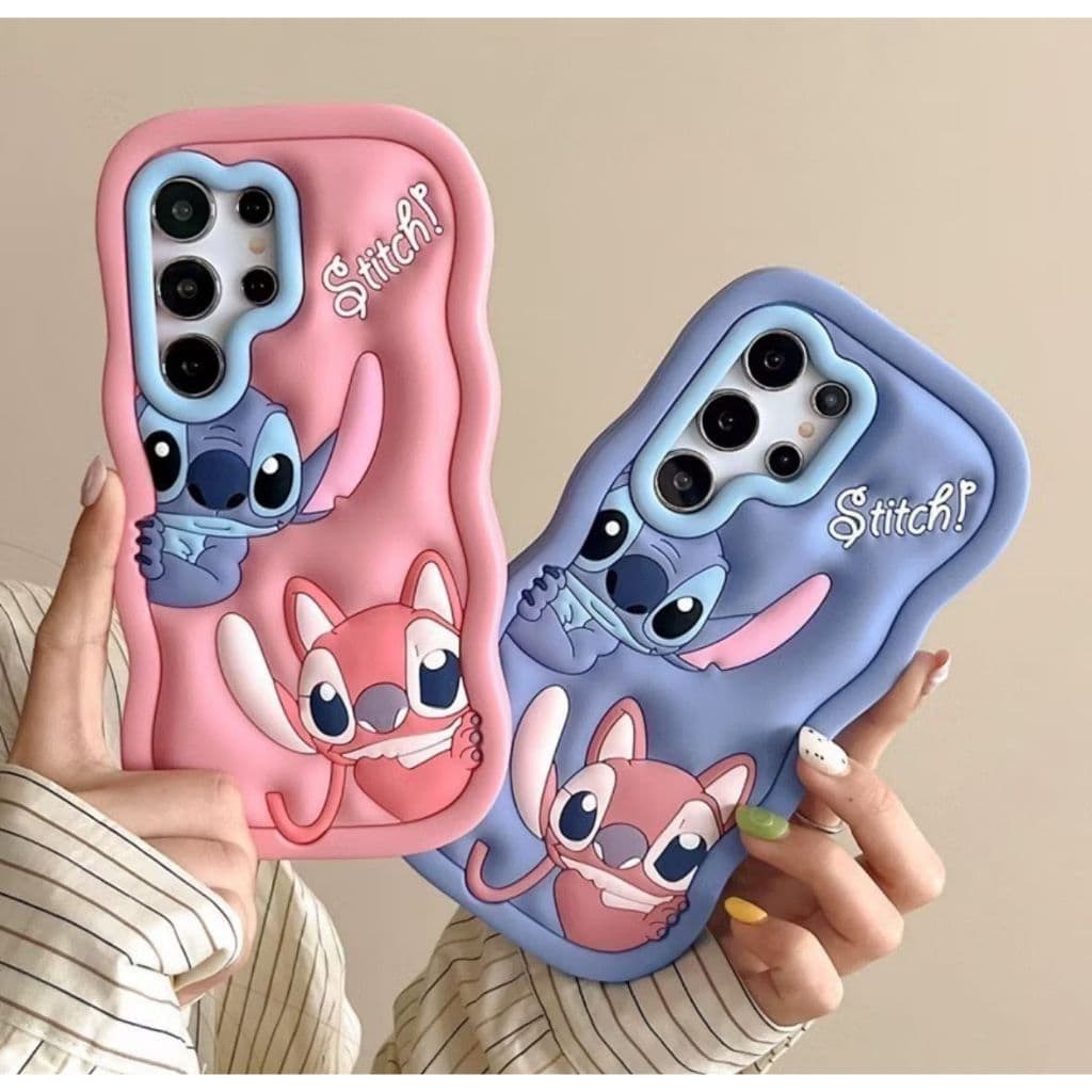 Capinha Samsung S24 Plus S23Ultra S23 S22 S21 Ultra/Capinha 3d de silicone do stitch Para Samsung Galaxy S20 FE A14 A53