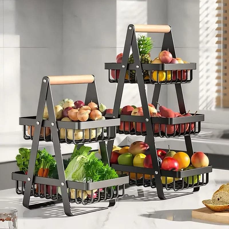 Cesto Fruteira de Mesa Aramado 2 Andares em Metal Organizador Multiuso Frutas Legumes 8546