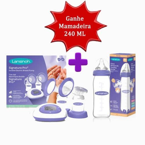 Kit Bomba Tira Leite Elétrica +mamadeira De Vidro 240ml Grátis!