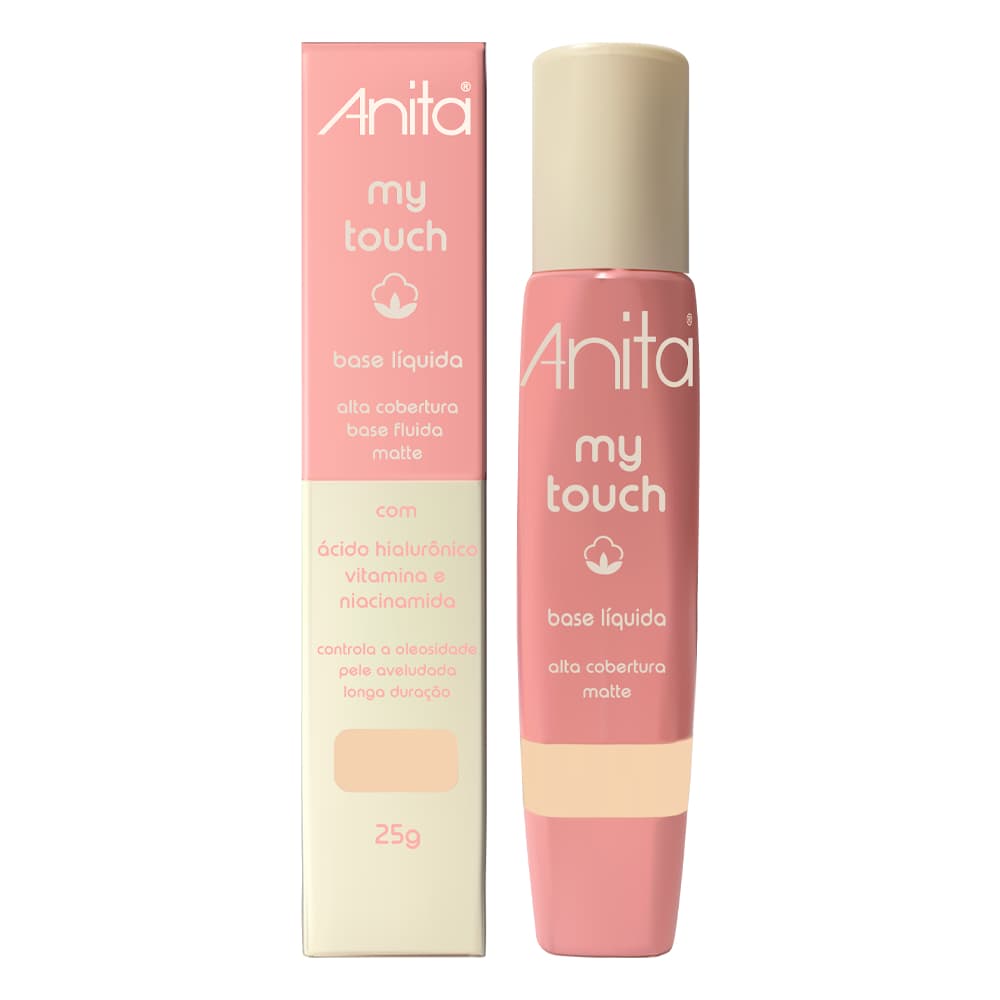 Base Líquida My Touch Fluída com Niacinamida Anita Cosméticos 25g