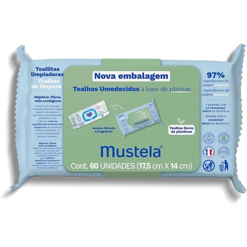 Lenços umedecidos Toalhas Mustela 60 unidades 97% De Ingredientes Naturais – Bebê E Criança