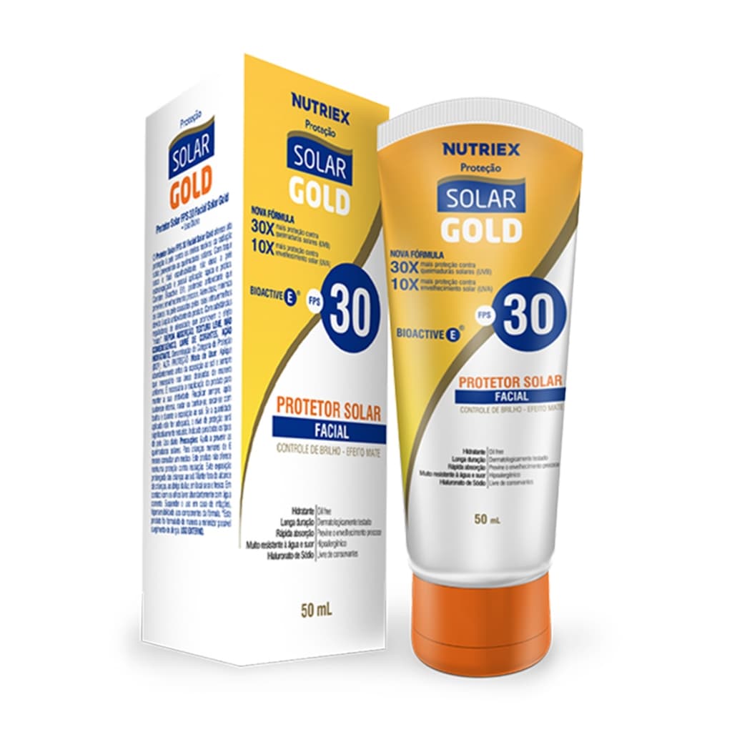Protetor Solar Facial FPS 30 Toque Seco Proteção Diária 50ml Solar Gold