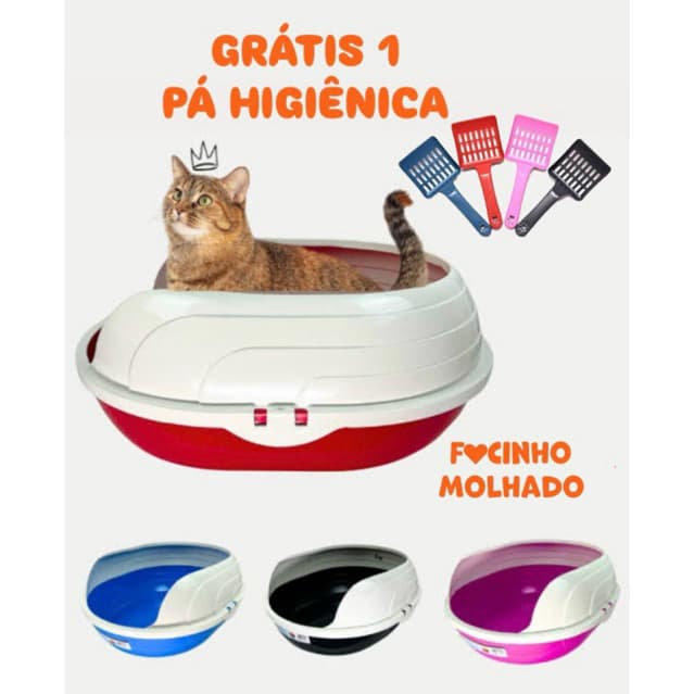 Bandeja Higiênica com Arco para Gatos Caixa de Areia Sanitária Grátis 1 Pá Coletora Furacão Pet