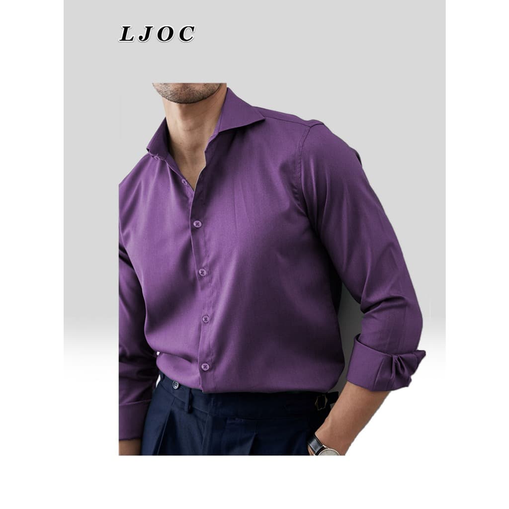 Importar Camisa Social De Botão Masculina Manga Long  Escritório Casual De Boa Qualidade Slim Fácil