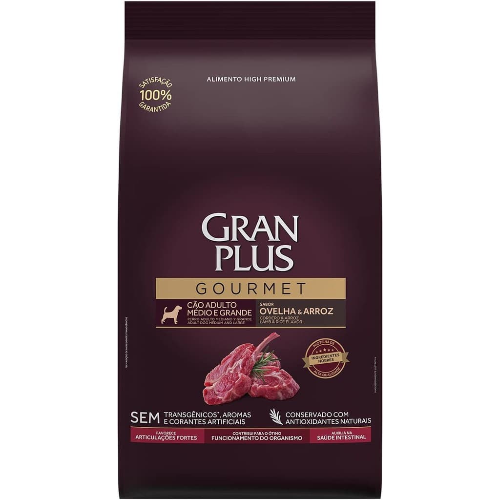Ração Gran Plus Gourmet Cães Adultos Raças Médias e Grandes Ovelha e Arroz 15kg