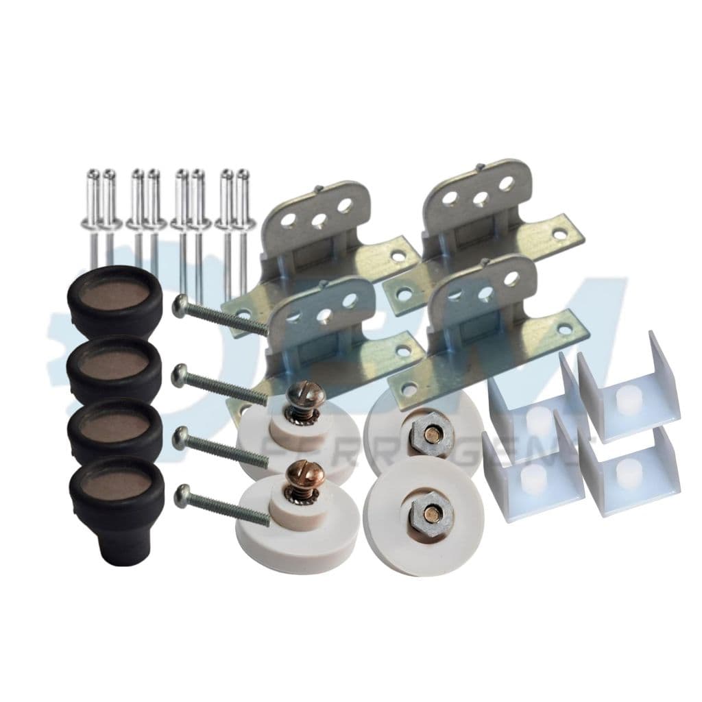 Kit Box Banheiro Acrílico Roldana Puxador 2 Portas Completo