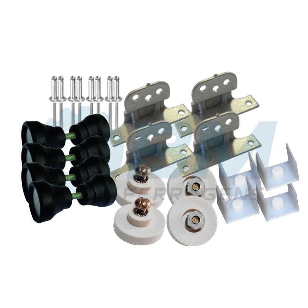 Kit Box Banheiro Acrílico Roldana Puxador duplo 2 Portas Completo