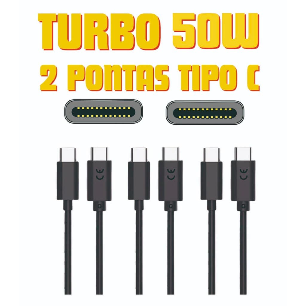 Cabo Turbo CARGA RÁPIDA 50 W de 1 metro Pd-Tipo C p/iphone 15 16, Samsung, Motorola