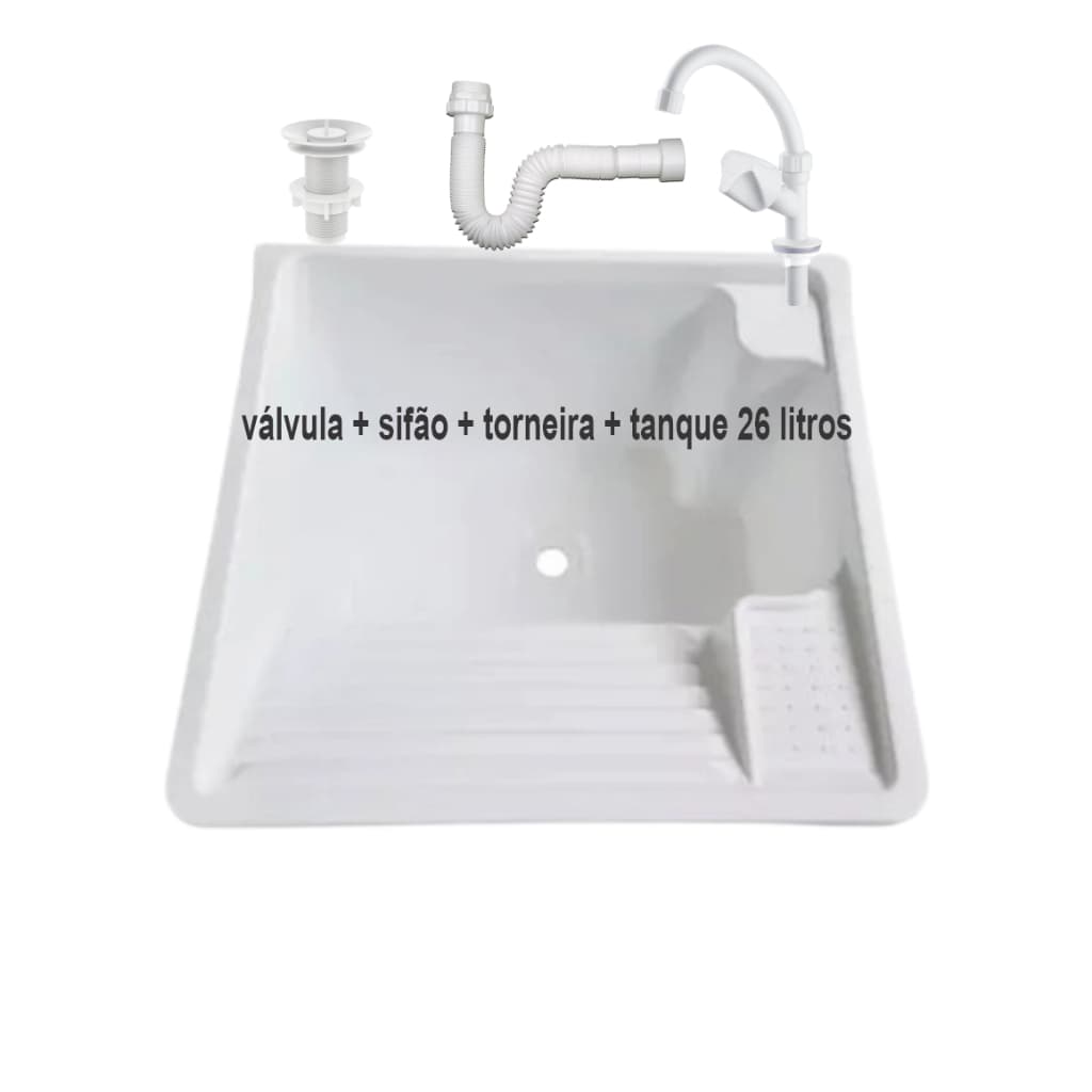 kit completo tanque 26 litros + torneira de bancada + sifão + válvula
