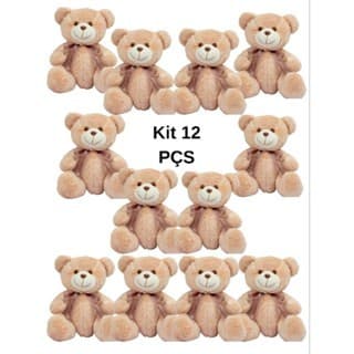 KIT C/ 12 URSOS ARTICULADOS 25cm DE PELÚCIA DECORAÇÃO FESTAS CESTAS BEBÊ