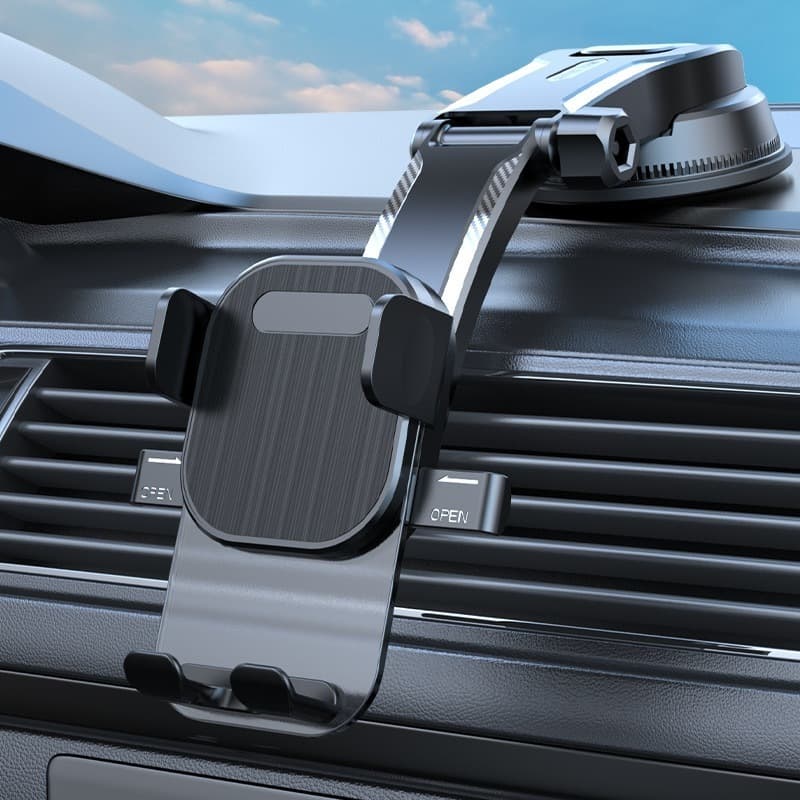 Suporte de celular para carro veicular com trava antiqueda painel ajustável e resistente giro 360