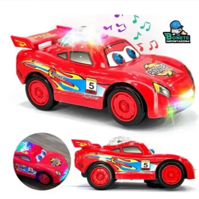 Carrinho infantil mexe olho lingua Com Led E Som, Bate E Volta