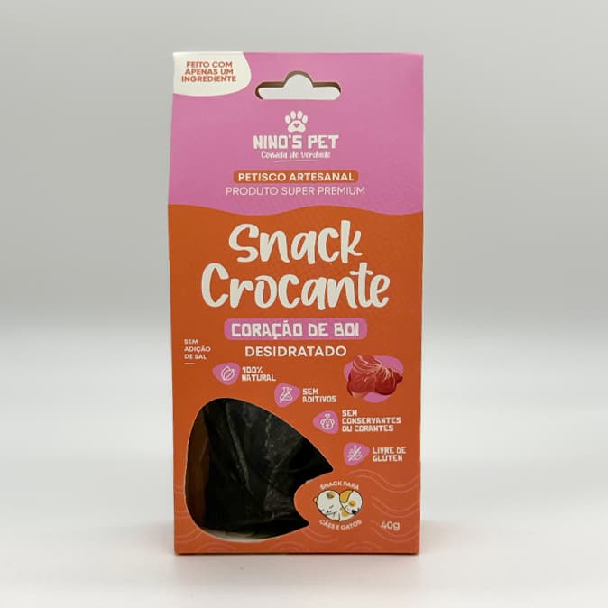 Petisco Coração Bovino Desidratado para Cães e Gatos Único Ingrediente 100% Natural Snack Ninos Pet 40g
