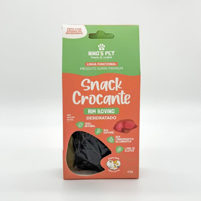 Petisco Rim Bovino Desidratado para Cães e Gatos Único Ingrediente 100% Natural Snack Saudável Ninos Pet 40g