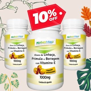 KIT 3x Óleo de Linhaça Prímula Borragem + Vitamina E 1000mg C/60 Cápsulas Menopausa - suplemento alimentar - NitrumCaps