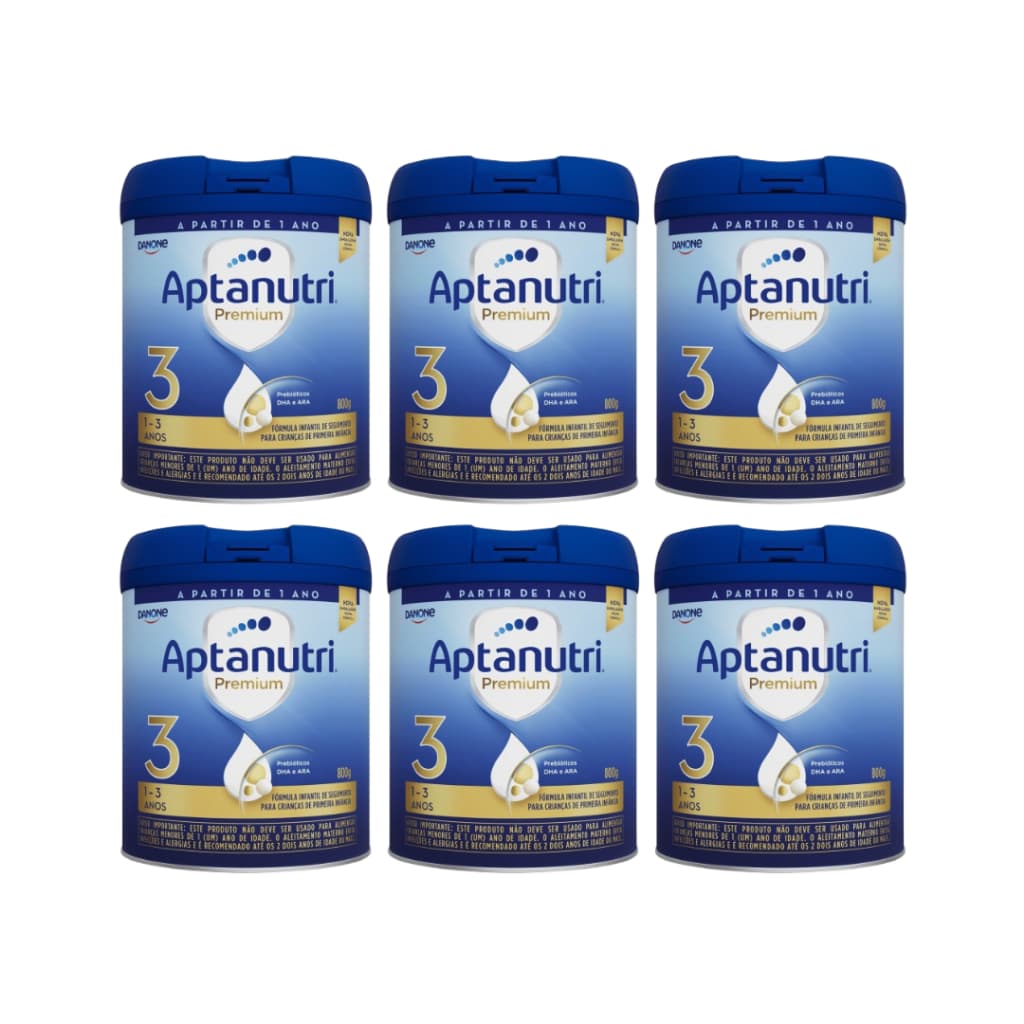 KIT 6 Latas Fórmula Infantil Aptanutri Aptamil Premium 3 800g