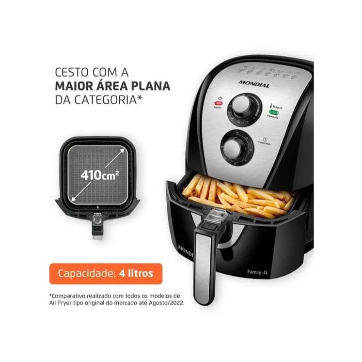 Fritadeira Elétrica sem Óleo/Air Fryer Mondial - Family AFN-40-BI Preto 4L com Timer