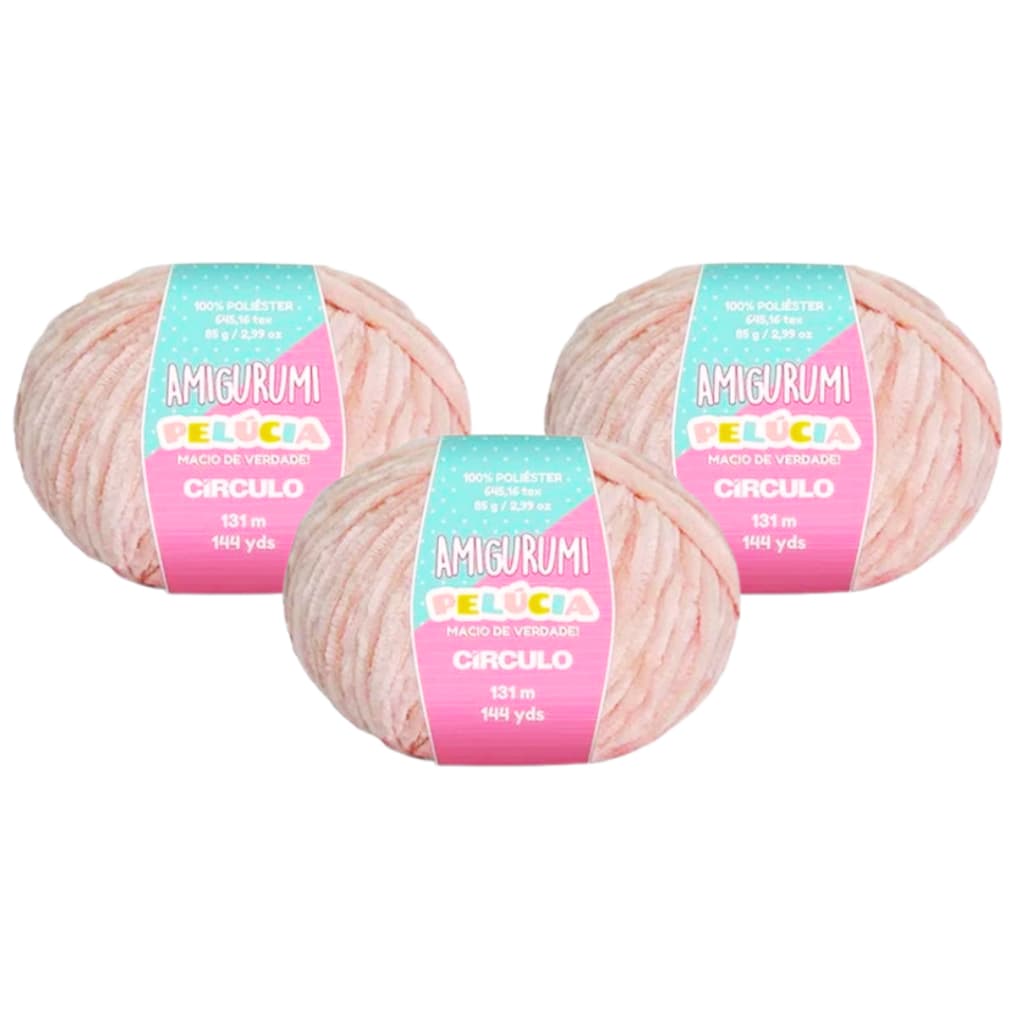 Kit 3 Linha Fio Amigurumi Pelucia Circulo - 131m/85g Novelo para Croche e Trico