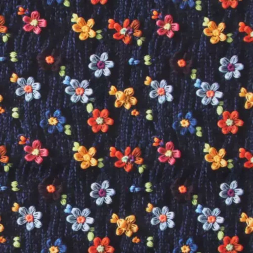 Tecido Patchwork Digital Tiny Flowers Azul Marinho D934