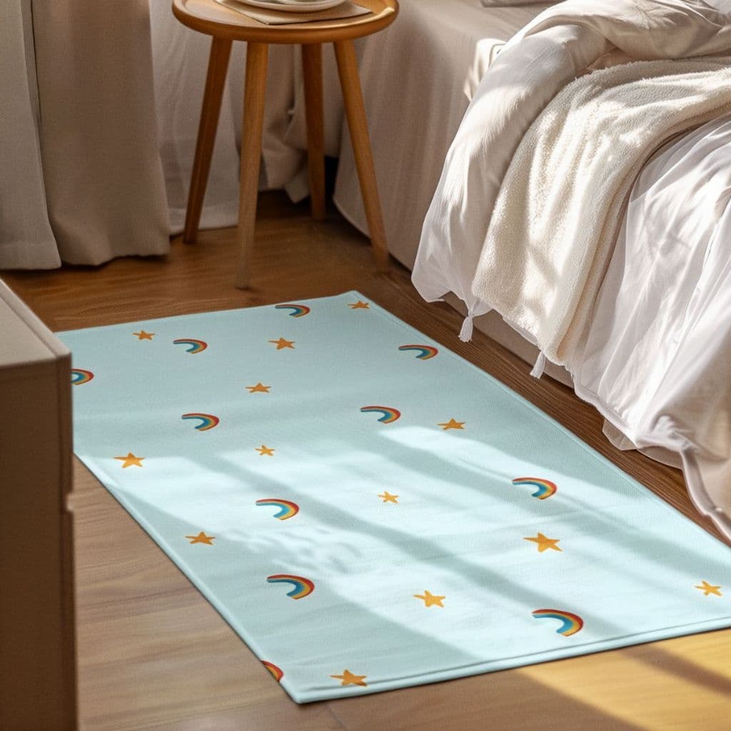 Tapete Decorativo Infantil Céu 118x70cm Antiderrapante Sala, Quarto e Escritório